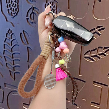 Creative miu badminton bracelet keychain pendant couple car key chain school bag pendant gift