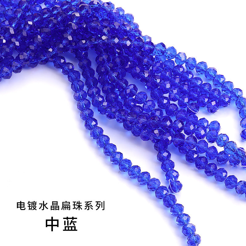 10mm electroplated crystal flat beads with glass through-hole beads, DIY accessories wholesale bead stringing accessories, crystal loose bead lanyards