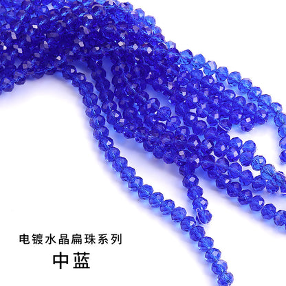 10mm electroplated crystal flat beads with glass through-hole beads, DIY accessories wholesale bead stringing accessories, crystal loose bead lanyards