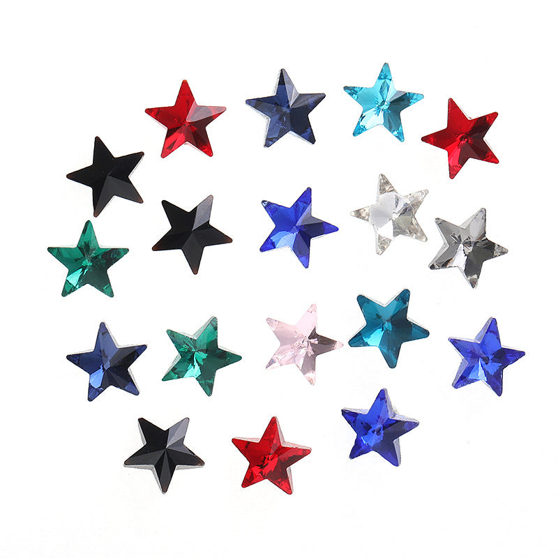 Source of origin: pointed bottom five-pointed star rhinestone, glass five-pointed star rhinestone, phone case diamond attachment, hair accessory rhinestone accessories
