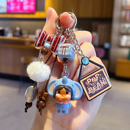 DIY small violin slippery star man beaded keychain small pendant cute bag cute grain modified baby doll doll pendant