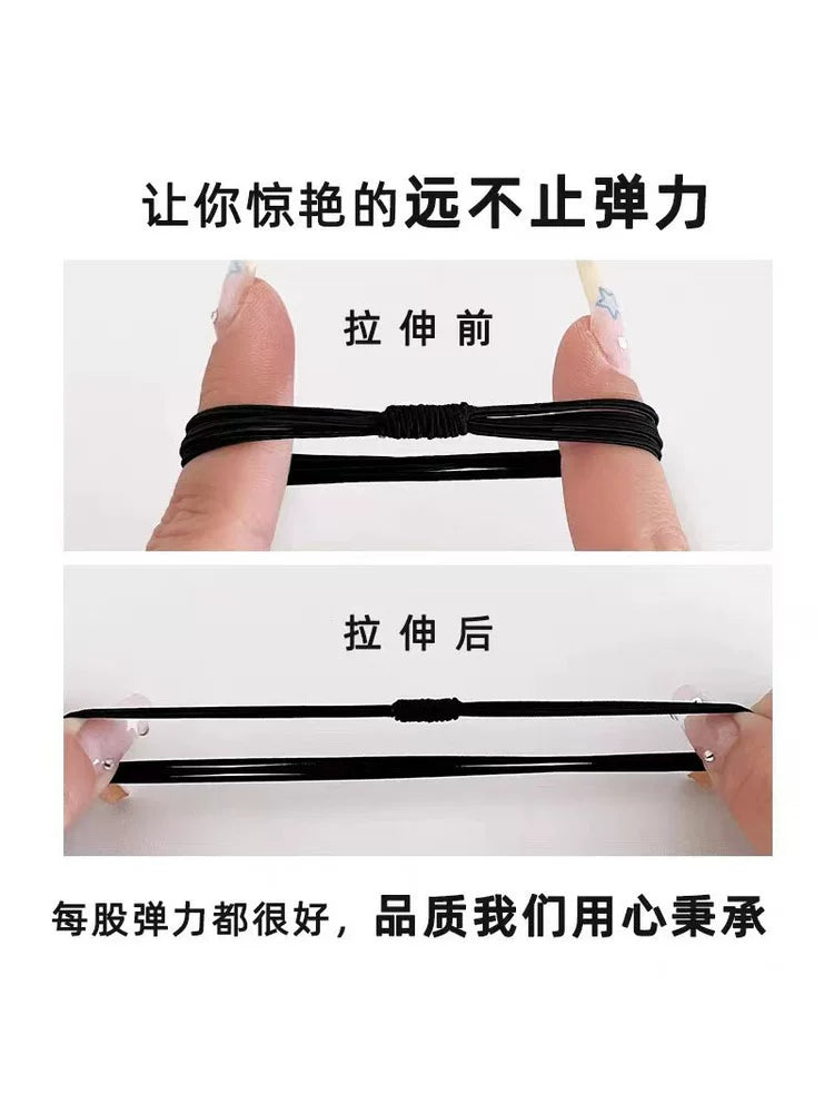 Black rubber band hair tie for women, high elasticity and durable rubber band hair tie, headpiece for high ponytail, small rubber band that won't damage hair