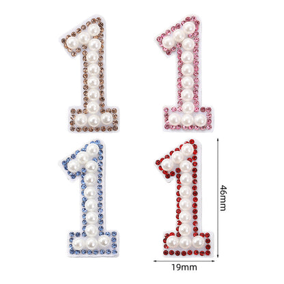 Wholesale 0-9 Pearl Nonwoven Fabric Colorful Digital Stickers with Adhesive Number Stickers DIY Creative Clothing and Bag Decorations