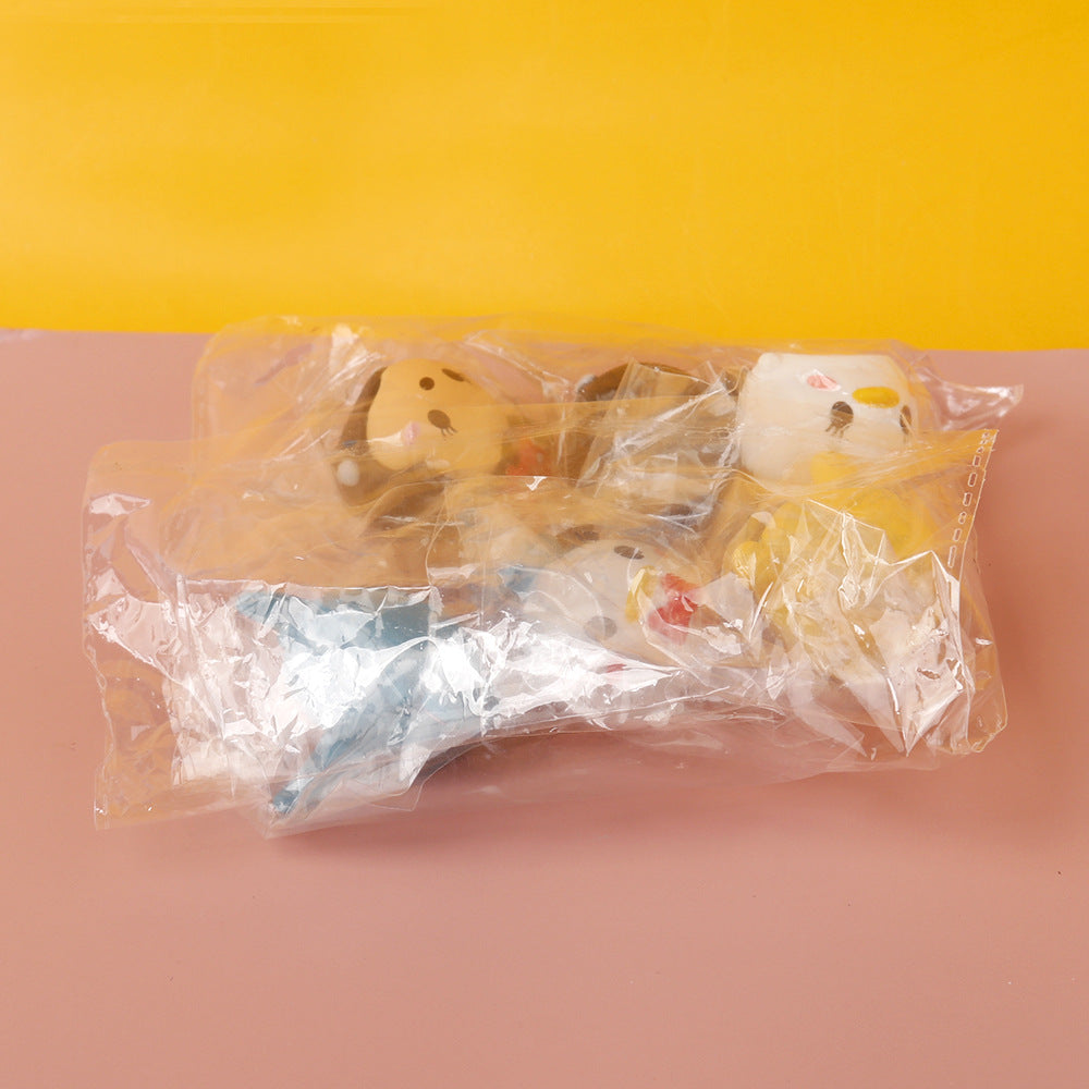 PVC Animal Jenga 6-Piece Set Cake Decorative Ornaments Mickey Donald Duck Elephant Winnie the Pooh Bear Car Ornaments