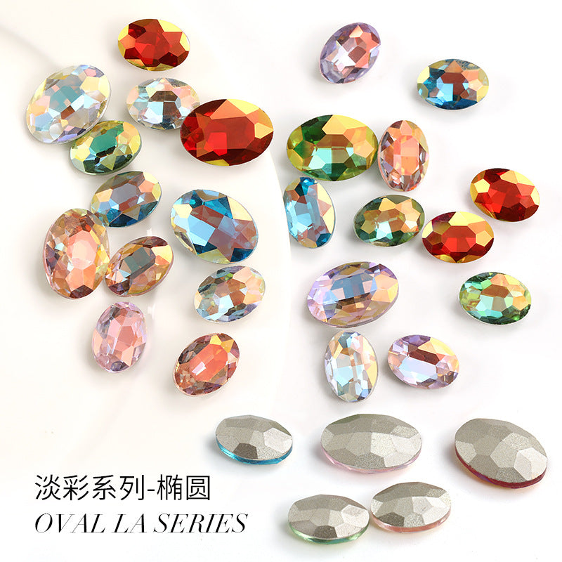 Oval light color nail art diamonds, dan-shaped pointed bottom diamond hair accessories, headwear, luggage, clothing accessories, oval light color water rhinestones
