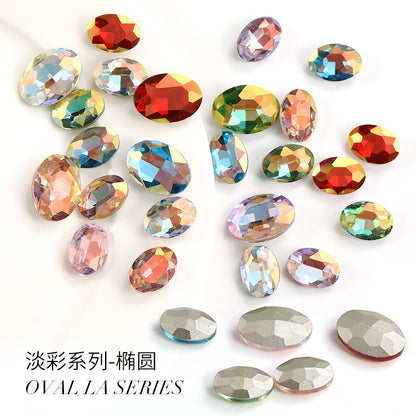 Oval light color nail art diamonds, dan-shaped pointed bottom diamond hair accessories, headwear, luggage, clothing accessories, oval light color water rhinestones