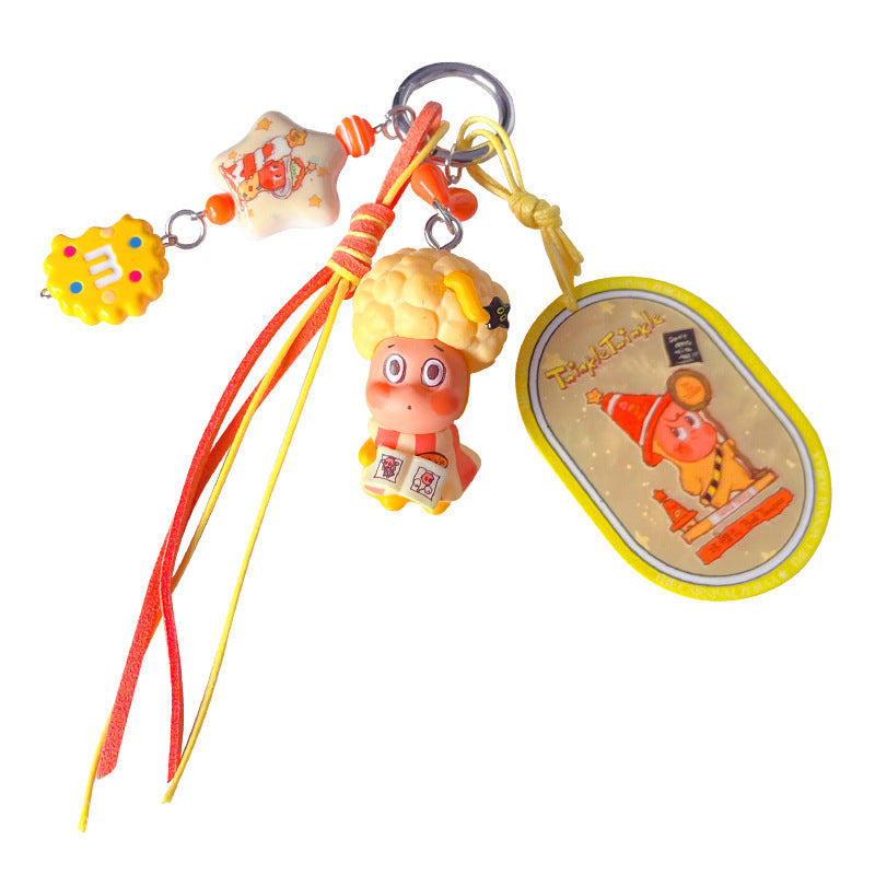 DIY small violin slippery star man beaded keychain small pendant cute bag cute grain modified baby doll doll pendant