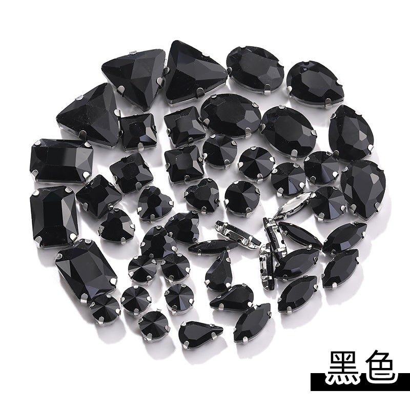 Mixed Four-Corner Claw Rhinestones - Silver Crystal Glass Hand-Sewn Wedding Dress Accessories 50pcs
