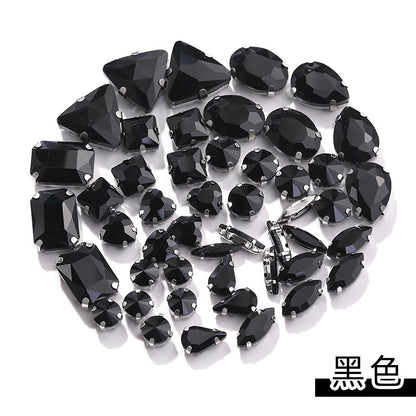 Mixed Four-Corner Claw Rhinestones - Silver Crystal Glass Hand-Sewn Wedding Dress Accessories 50pcs