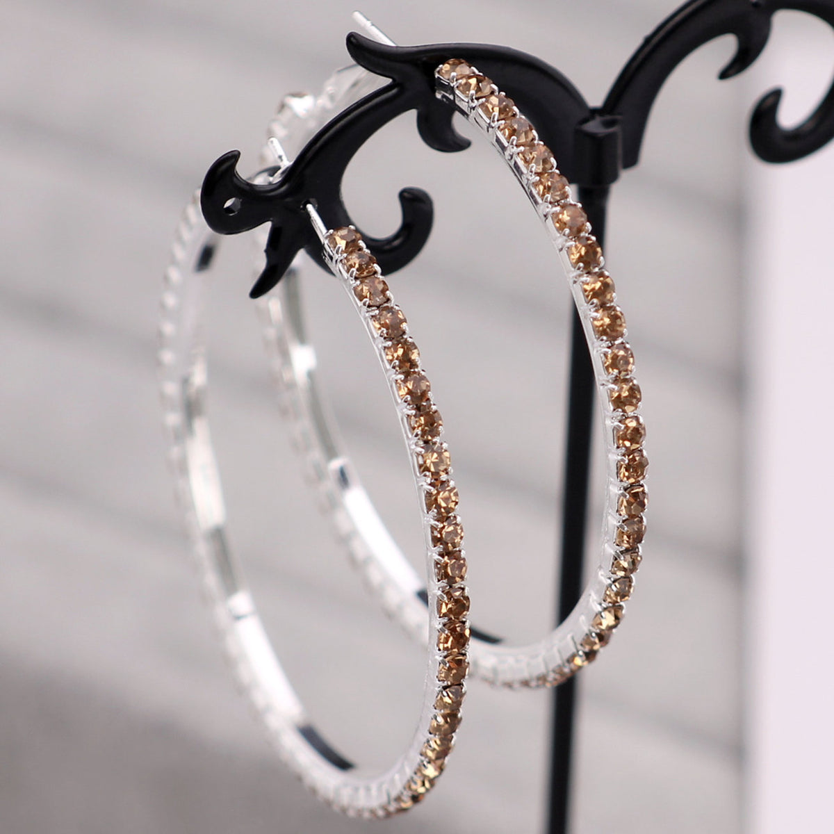 2-4-6-8-10cm oversized earrings exaggerated earrings european and american round rhinestone geometric hoop earrings for women cross-border