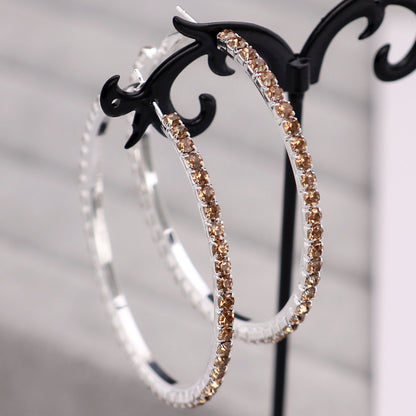 2-4-6-8-10cm oversized earrings exaggerated earrings european and american round rhinestone geometric hoop earrings for women cross-border