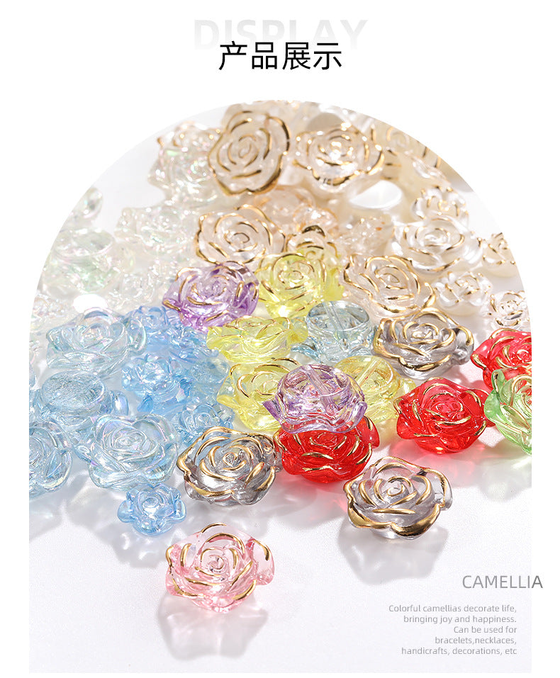 High-Gloss ABS Imitation Pearl Beads - Perforated Beige White Camellia Hairpin Jewelry DIY Accessories