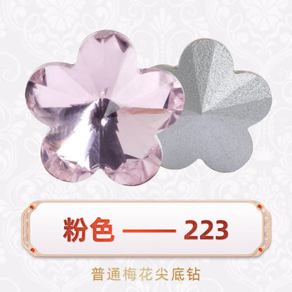 Factory wholesale plum blossom rhinestones, irregular pointed bottom glass rhinestones, phone diamond sticking materials, DIY jewelry accessories
