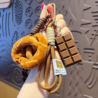 Creative MIU plush bread bracelet keychain pendant couple car key chain bag pendant small gift