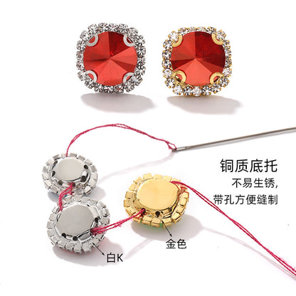 New border satellite light color crystal buttons with hand-stitched glass diamonds thickened base base - clothing and luggage DIY accessories