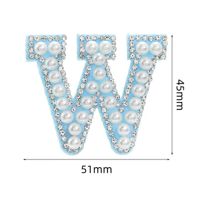 Hot Heat Patch Stickers with 26 English Letters Stickers DIY Accessories Clothing and Hat Accessories Blue Non-Woven Fabric Stickers
