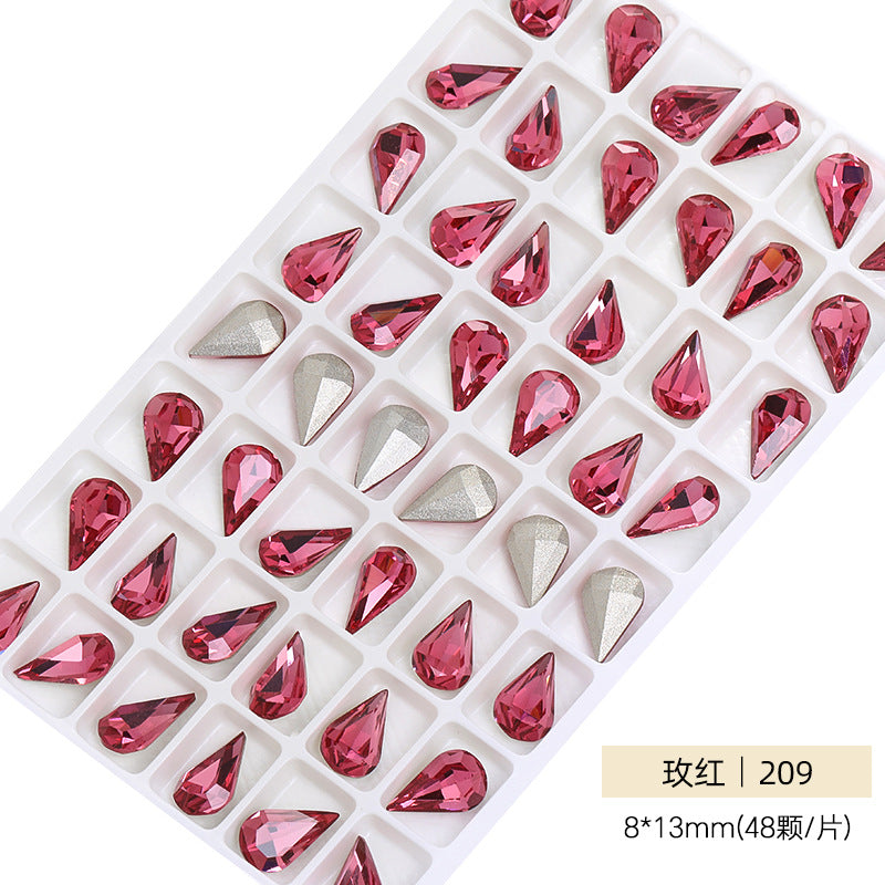 Cross-border source: Guazi pointed water drop, high-top diamond, special-shaped water rhinestone, DIY jewelry accessories, pointed bottom diamond, nail art sticker, diamond material