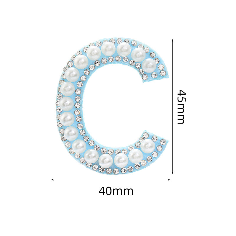 Hot Heat Patch Stickers with 26 English Letters Stickers DIY Accessories Clothing and Hat Accessories Blue Non-Woven Fabric Stickers