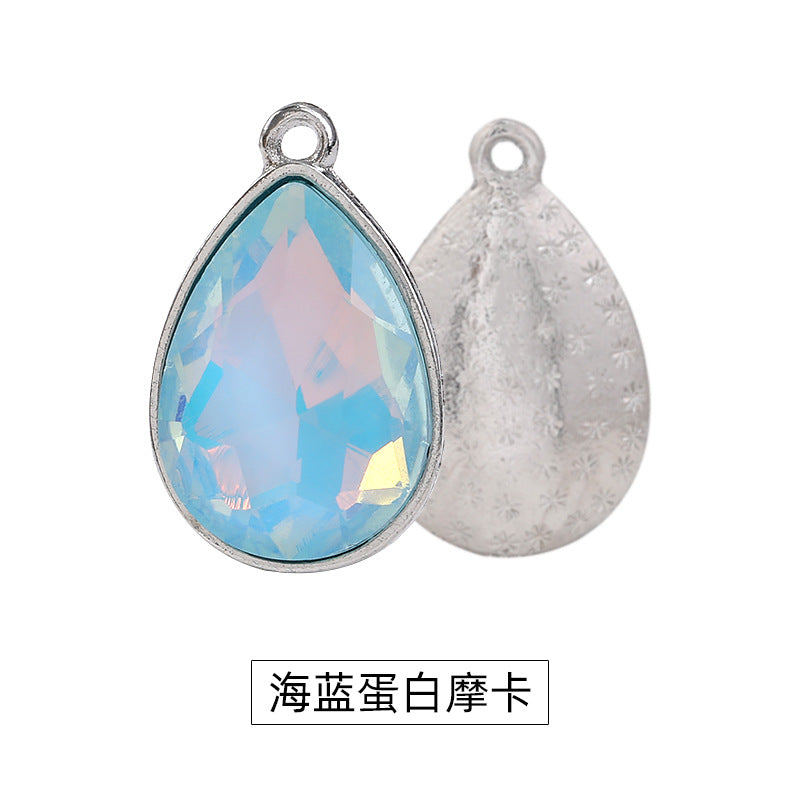 Waterdrop single pendant, teardrop zinc alloy base with glass inlaid with diamonds, protein mocha diamond, water drop single pendant accessory