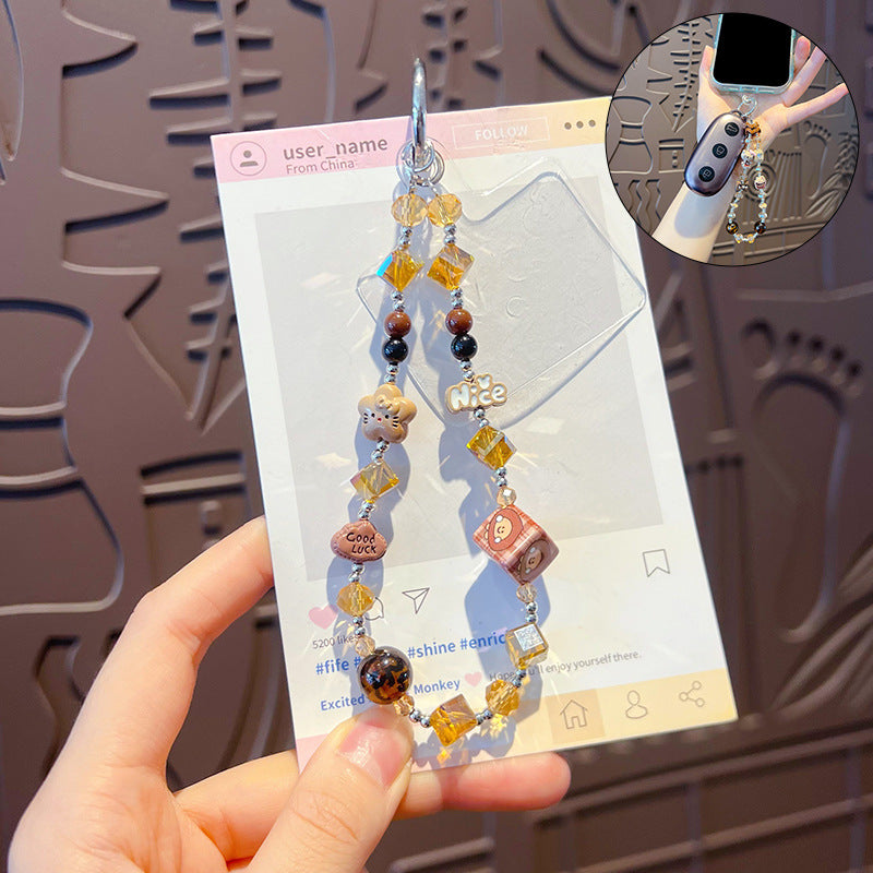 Creative DIY Maillard Beaded Mobile Phone Chain Pendant Women's Handmade KT Car Bag Keychain Charm Accessories