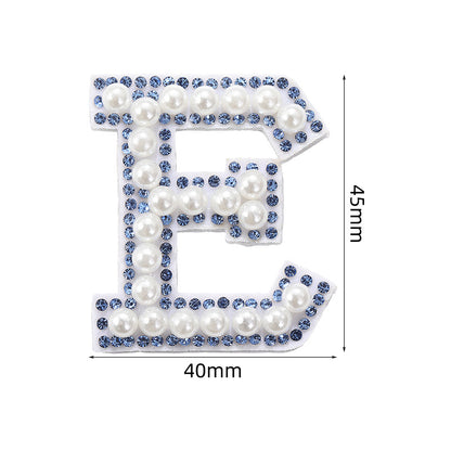 Blue diamond seamless adhesive 26 English letters for clothing and makeup bag decoration, non-woven fabric patch, adhesive backing
