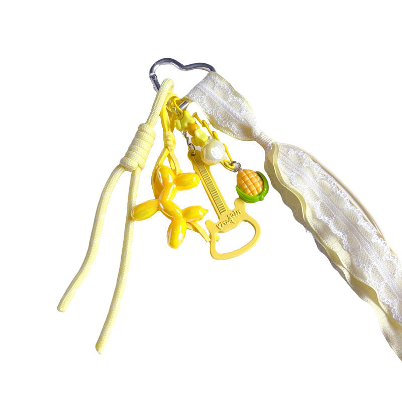 Creative DIY guitar balloon dog keychain pendant cute girly heart miu series bag pendant accessories trinkets