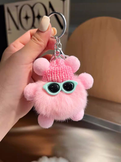 Cute otter rabbit fur small briquette bag pendant ornament school bag eye doll pendant cartoon doll keychain