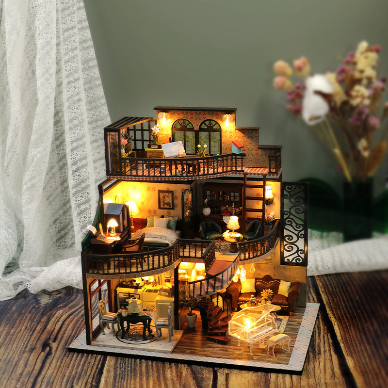 M213 Dream Building High Pavilion DIY Hand Assembled Wooden Cabin 3D Three-dimensional European Assembly Cabin Cross-border Toys