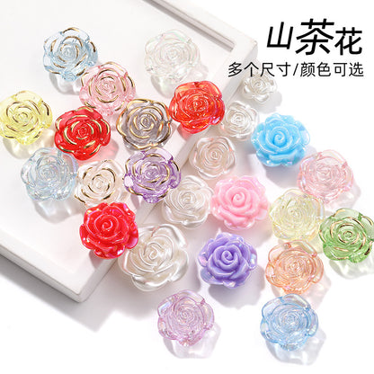 High-Gloss ABS Imitation Pearl Beads - Perforated Beige White Camellia Hairpin Jewelry DIY Accessories