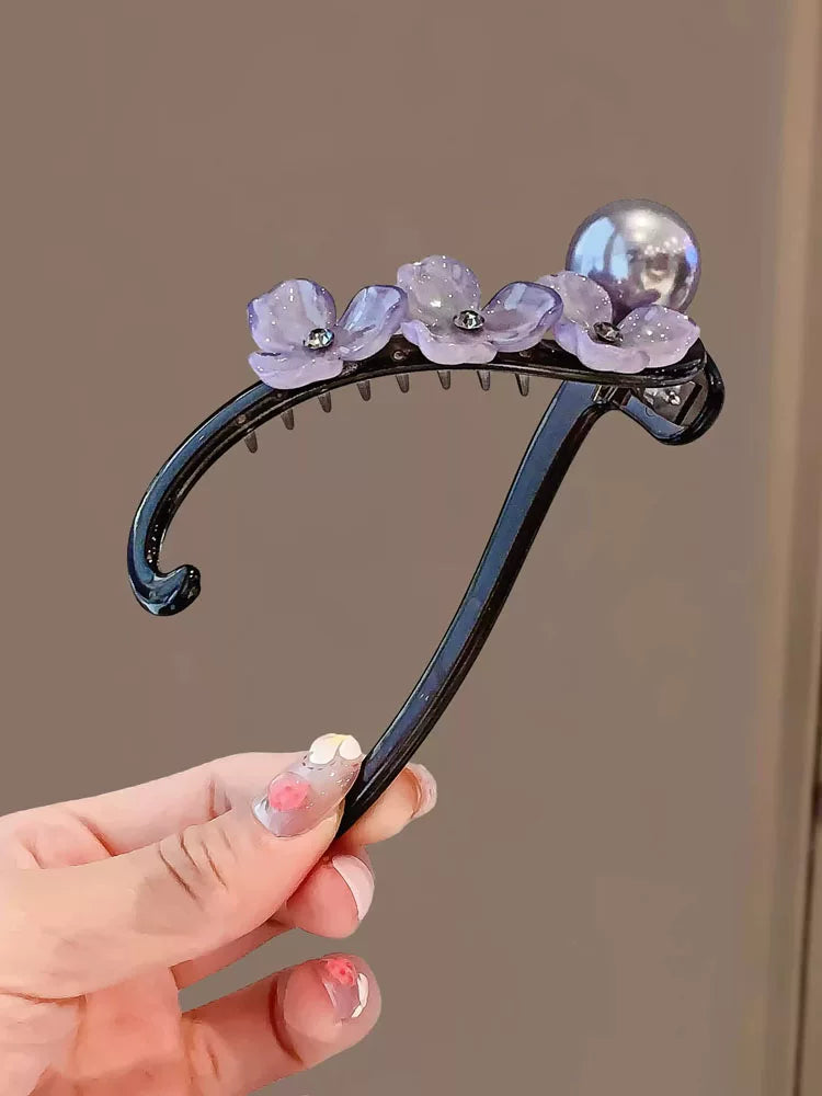 Elegant and sophisticated floral twist hair clips for women, 2026 new high-end back hair clip, straight duckbill clip