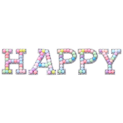 Macaron letter stickers, 26-letter English DIY accessories, clothing accessories, faux pearl and rhinestone appliqué set