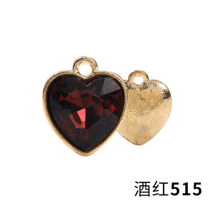 Xichuan zinc alloy peach heart crystal gold base single hanging heart-shaped glass diamond DIY jewelry earrings with diamonds pendant batch