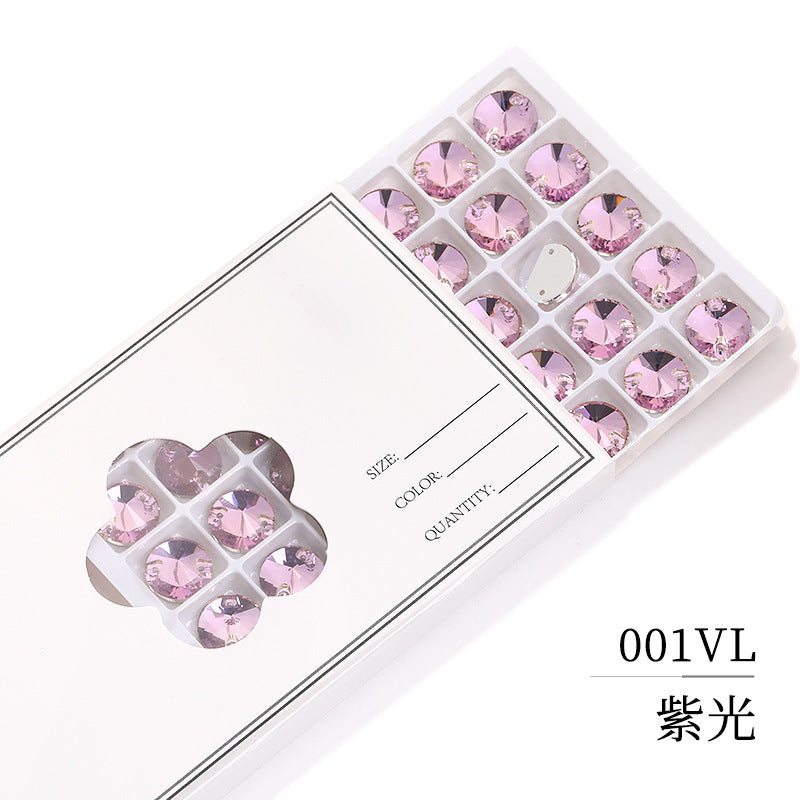 Flat Bottom Hand-Sewn Diamond K9 Satellite Round Flat Buckle Double Hole Punched Hand-Sewn Diamond Wedding Dress Apparel Accessories Super Flash Satellite