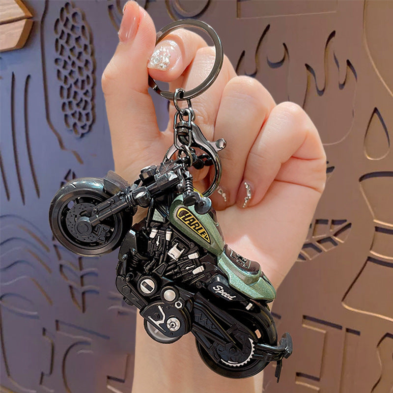 Creative Cartoon Alloy Harley Pull-Back Car Keychain - School Bag Car Pendant Toy Model Gift