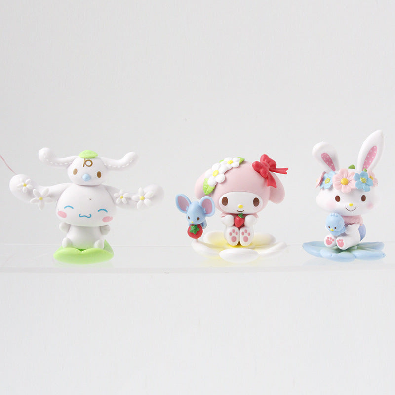 Melody jade cinnamon Kuromi flower series blind box trendy toy figure birthday gift cute doll table ornament piece