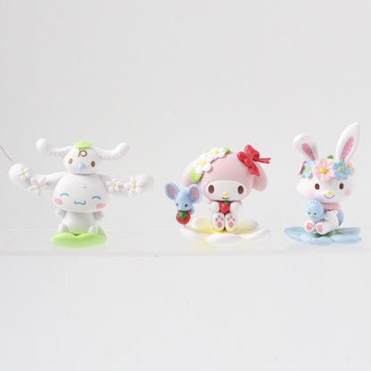 Melody jade cinnamon Kuromi flower series blind box trendy toy figure birthday gift cute doll table ornament piece