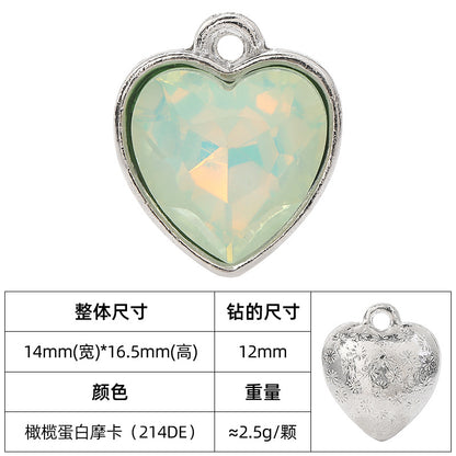 Heart-inlaid 12MM peach heart single crystal pendant bracelet, headpiece, flower tray material, DIY accessory pendant