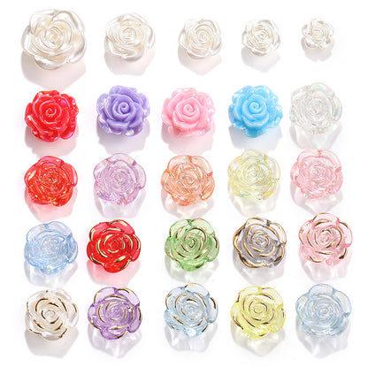High-Gloss ABS Imitation Pearl Beads - Perforated Beige White Camellia Hairpin Jewelry DIY Accessories