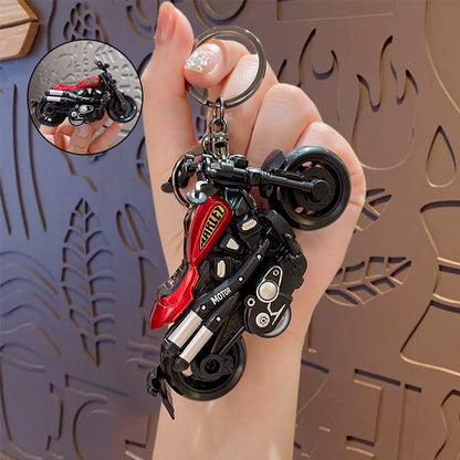 Creative Cartoon Alloy Harley Pull-Back Car Keychain - School Bag Car Pendant Toy Model Gift