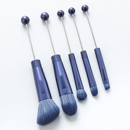 New 5 Pcs DIY Beaded Metal Handle Makeup Brush Set - Contour Concealer Eyeshadow Eyebrow Brush Wholesale