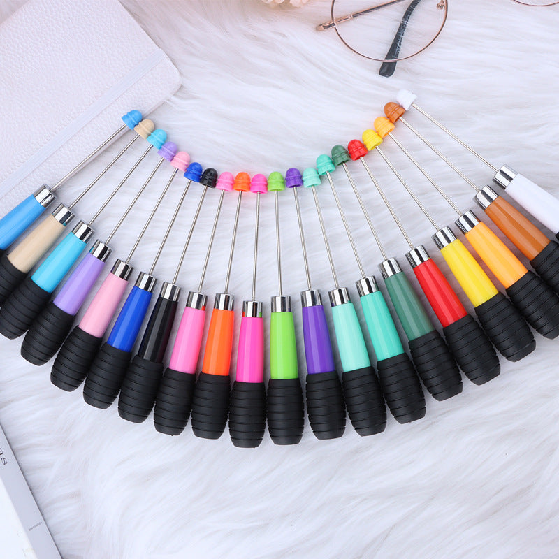 Creative DIY telescopic ballpoint pen, Morandi macaron color rotating telescopic beading, cute love small fresh ballpoint pen