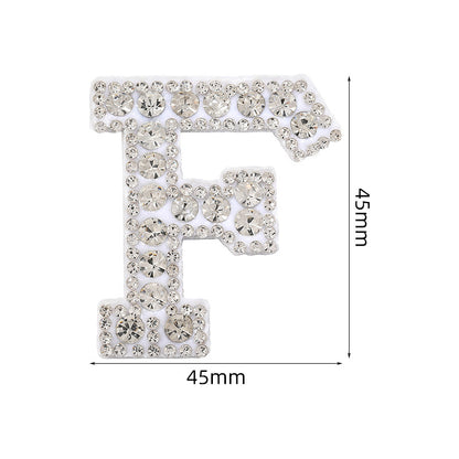 Full diamond letters DIY clothing accessories, white rhinestone hot simmer patches, hot patch English 26 letters