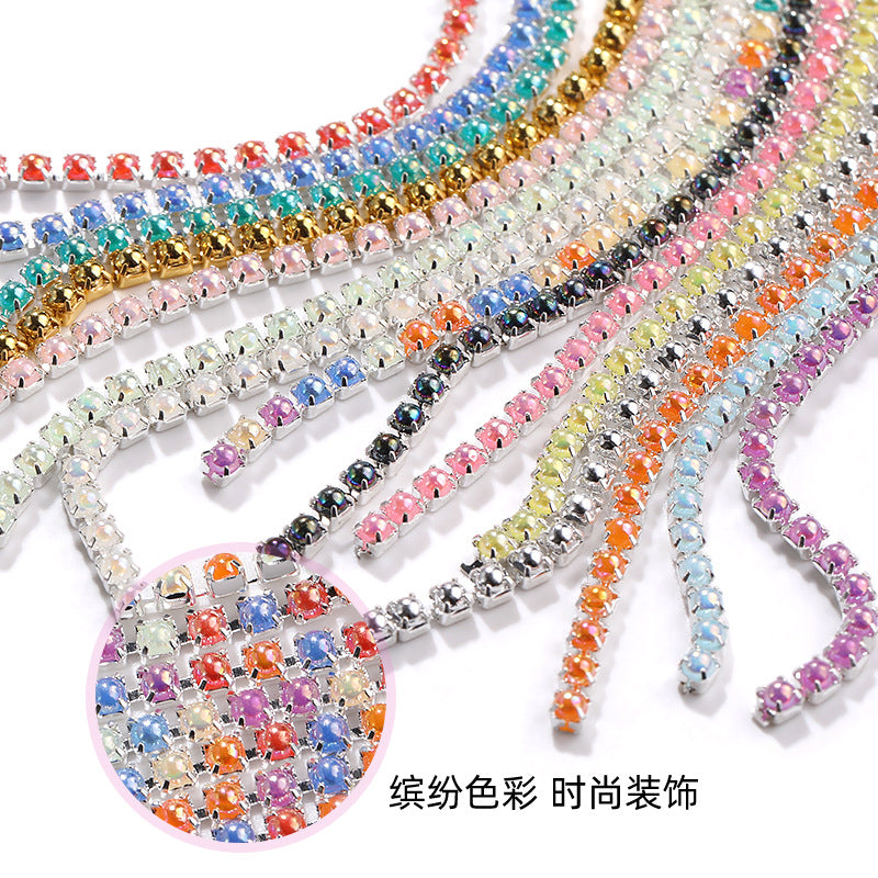 Factory supply pearl claw chain AB color chain 2mm dense claw chain DIY phone case diamond chain handmade material accessories