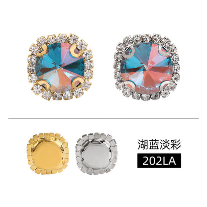 New border satellite light color crystal buttons with hand-stitched glass diamonds thickened base base - clothing and luggage DIY accessories