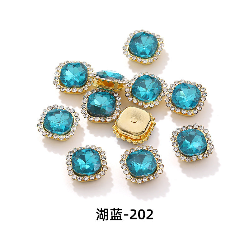 Fat square flower disc buckle sunflower double-layer glass drill DIY hand-punched hand-sewn diamond fat square diamond factory wholesale supply