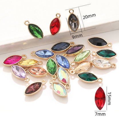 Xichuan horse eye zinc alloy pendant, gold base horse eye single pendant with diamond, DIY jewelry, earrings, doll pendants, horse eye rhinestone