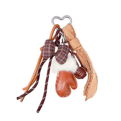 Handmade DIY Plush Gloves Bracelet Keychain - Creative Car Bag Pendant