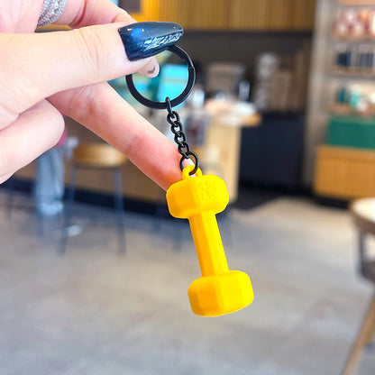 Creative sports style fitness dumbbell keychain pendant couple car keychain mini school bag small pendant wholesale