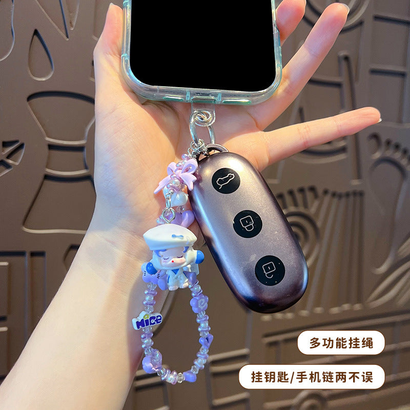 Handmade DIY bubble cute particles beaded mobile phone chain doll pendant women's bag keychain doll pendant