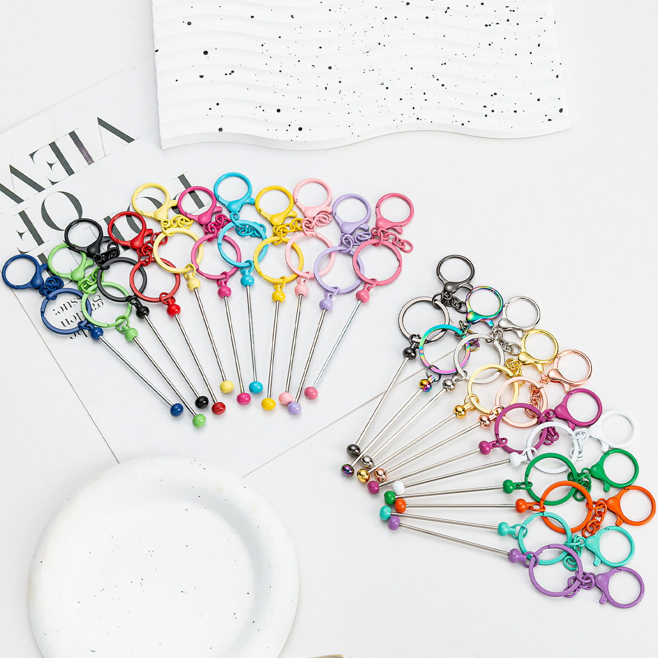 DIY Beaded Keychain - Wholesale Small Gift Pendant Metal Gradient Colored Keychain